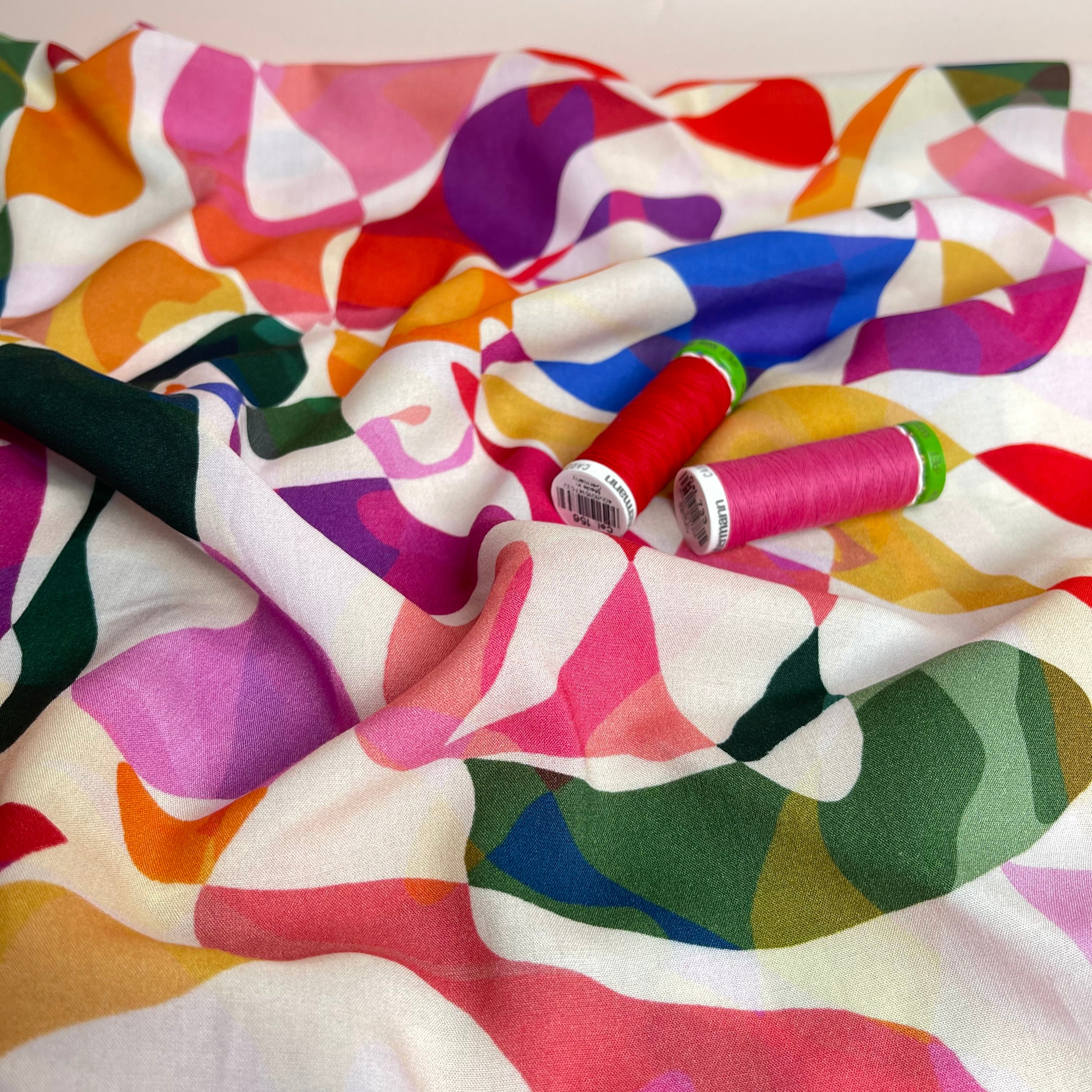 Summer Party - Rainbow Leaves Spring Viscose Fabric - Image 3