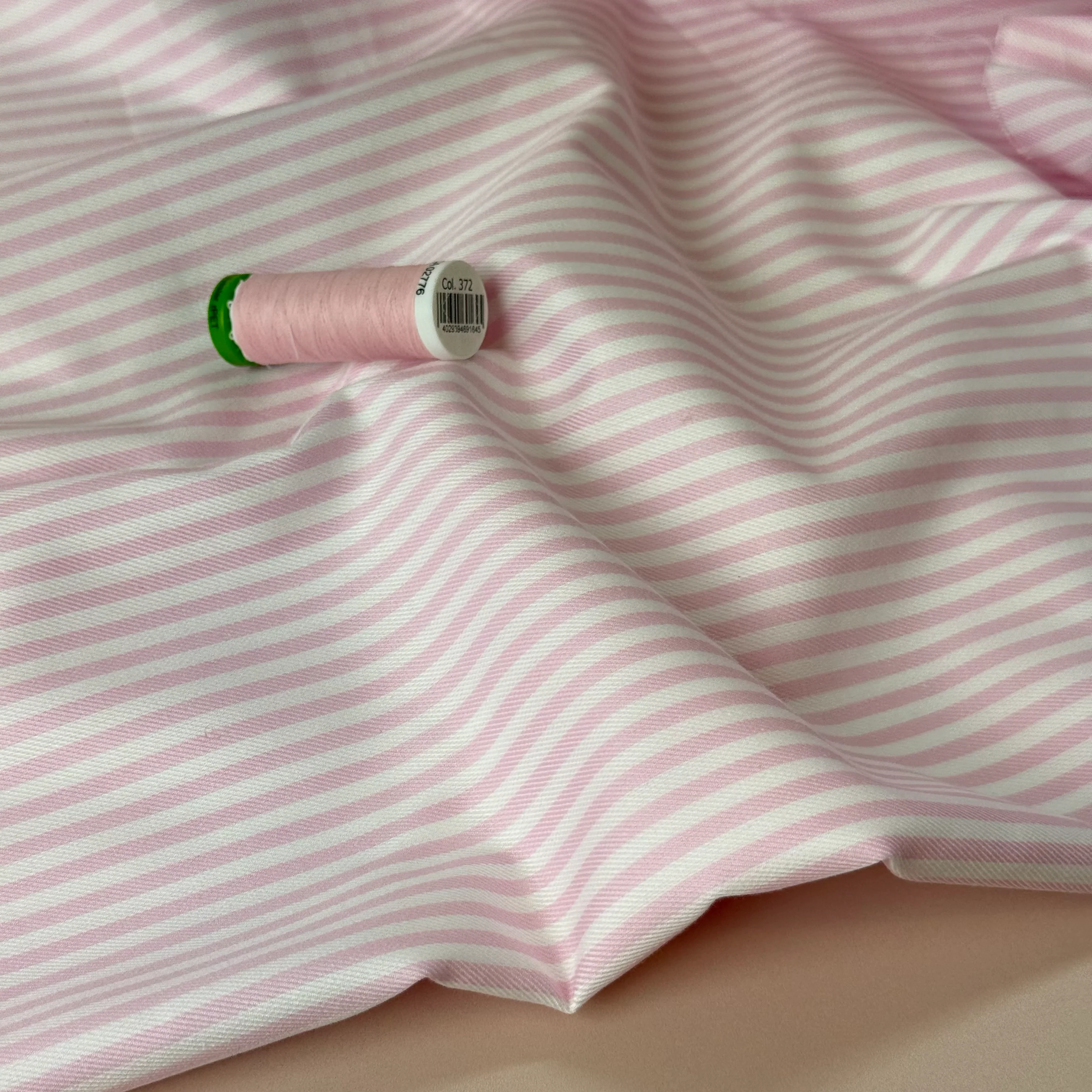 Deadstock - Summer Stripes Pink Yarn Dyed Cotton Twill - Image 3