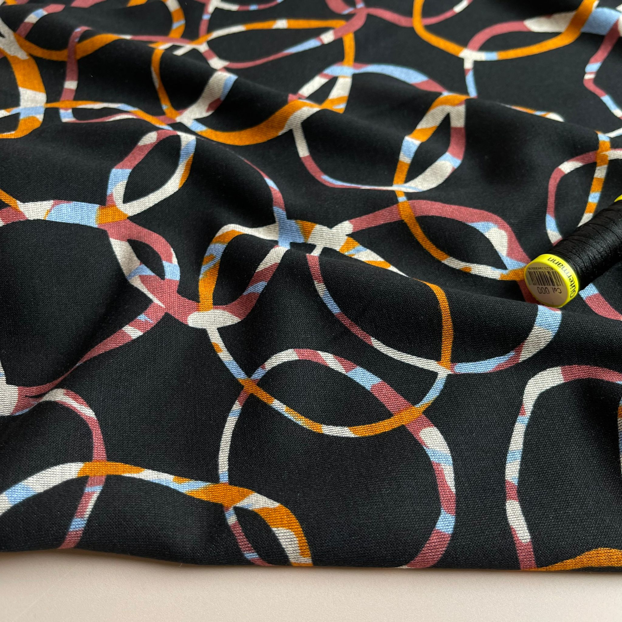 Sunset Loops Soft Ponte Interlock Jersey Fabric - Image 2