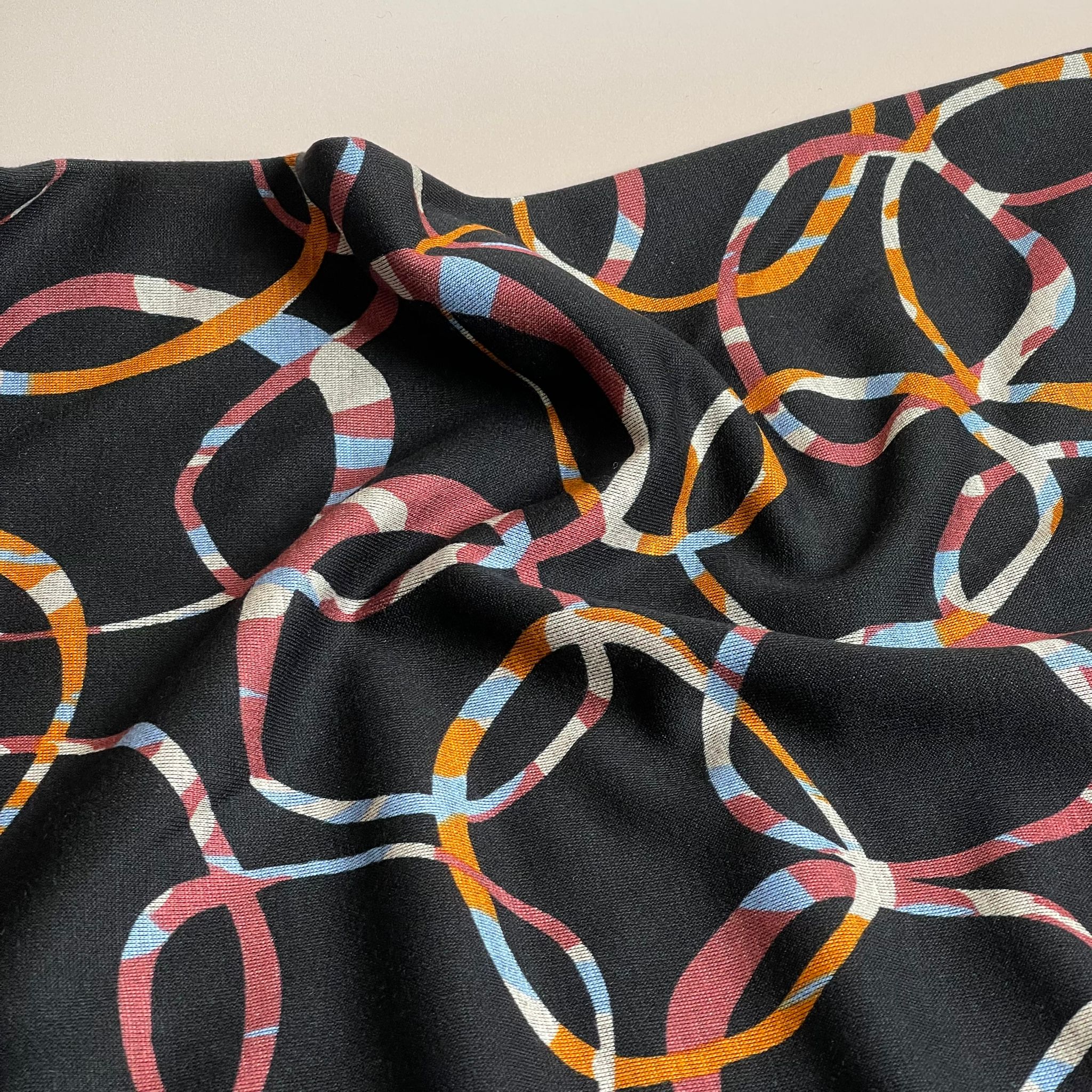 Sunset Loops Soft Ponte Interlock Jersey Fabric - Image 5