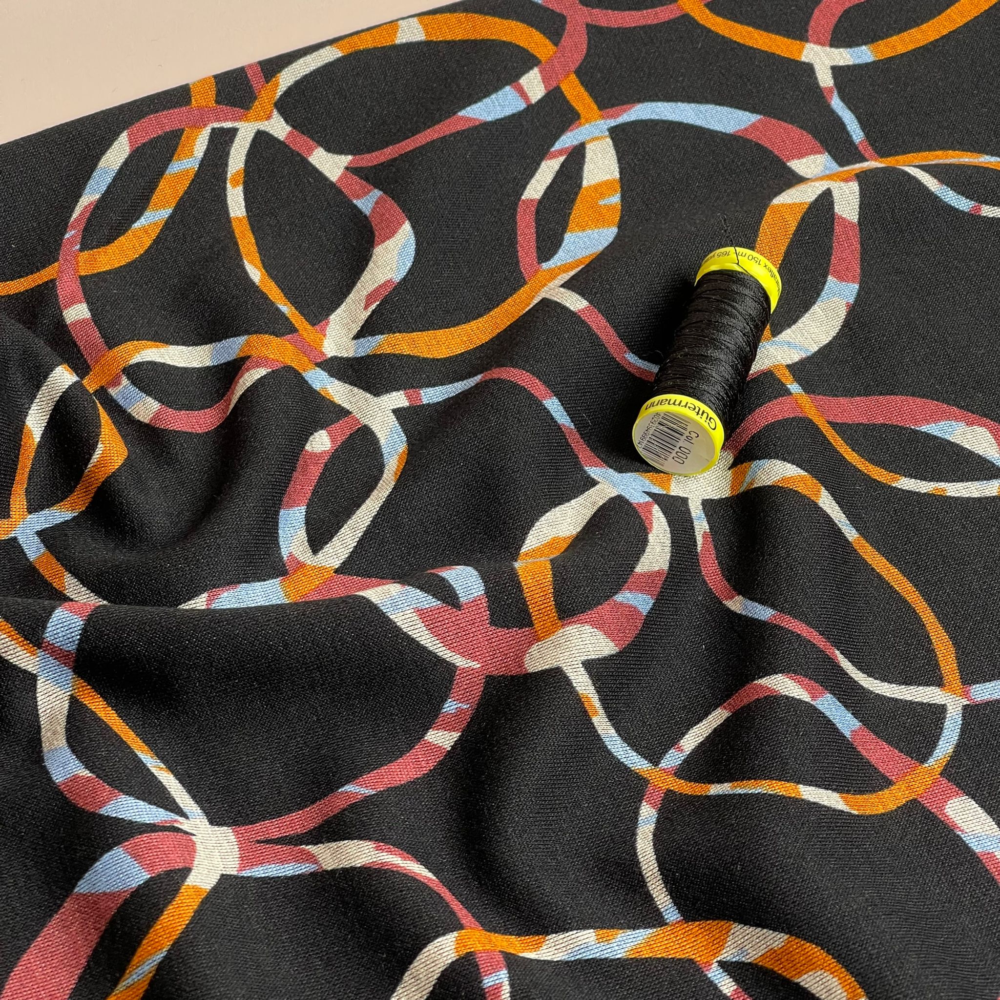 Sunset Loops Soft Ponte Interlock Jersey Fabric - Image 6