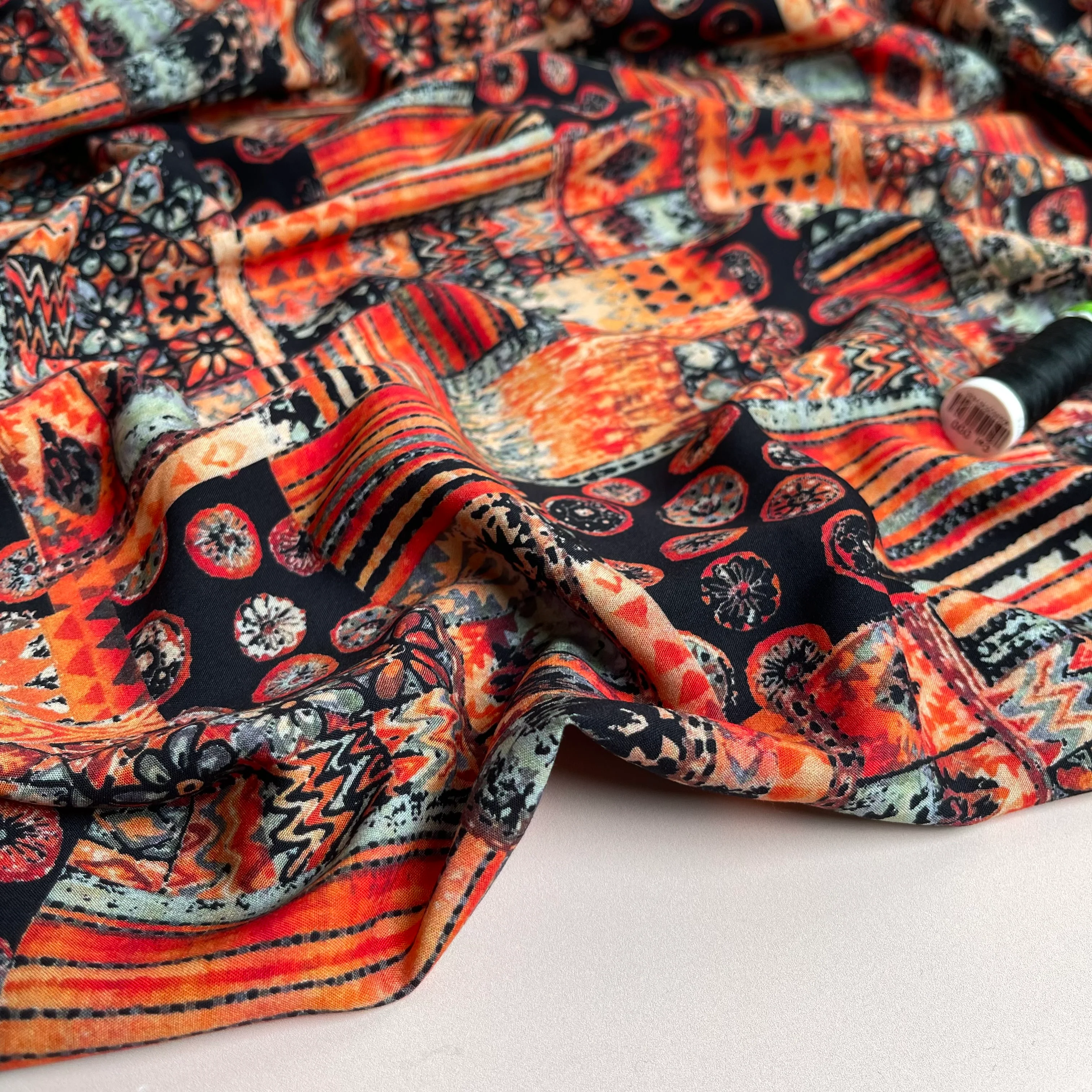 Tapestry Burnt Orange Viscose Fabric - Image 5