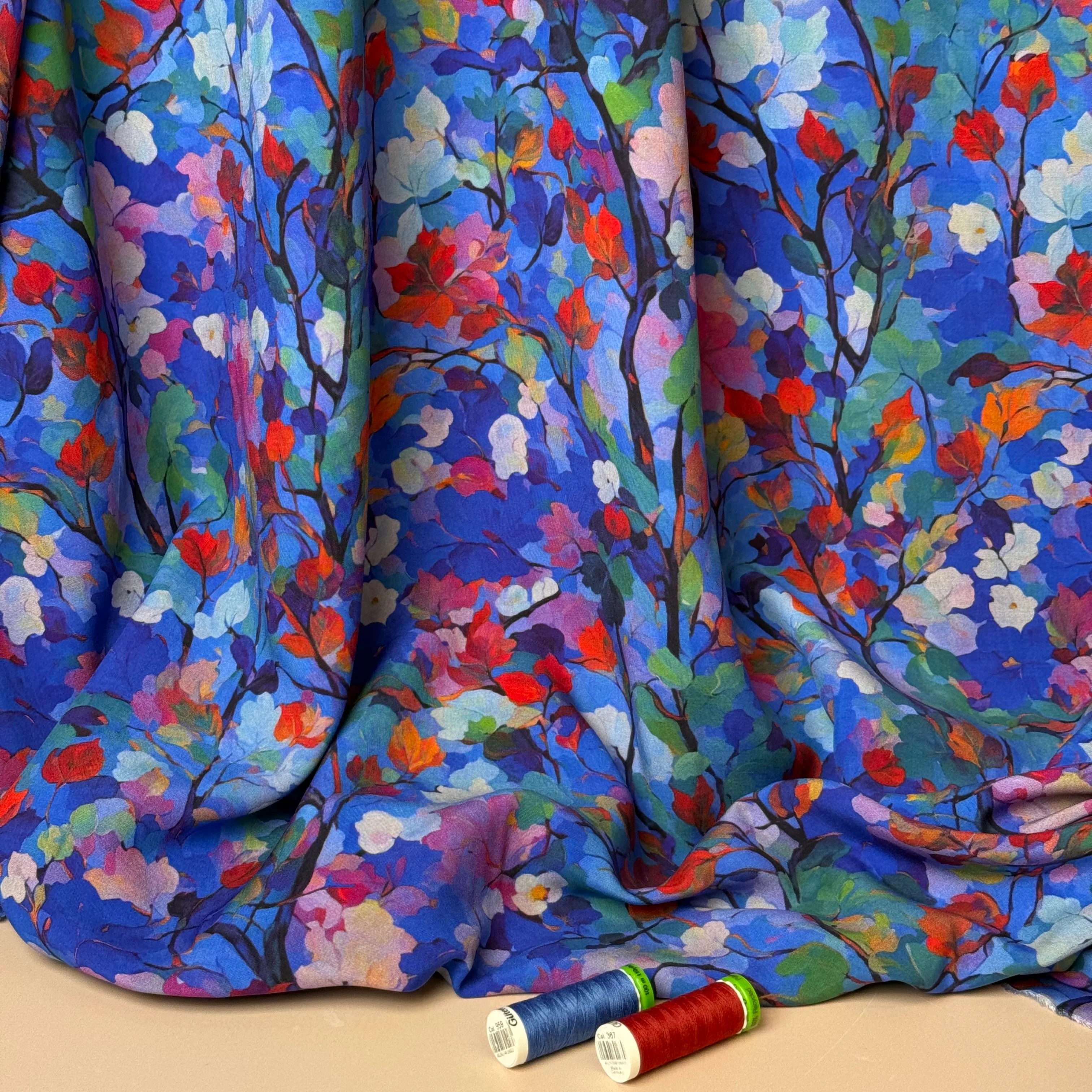 Trees in Watercolour Bloom Viscose Fabric - Image 10