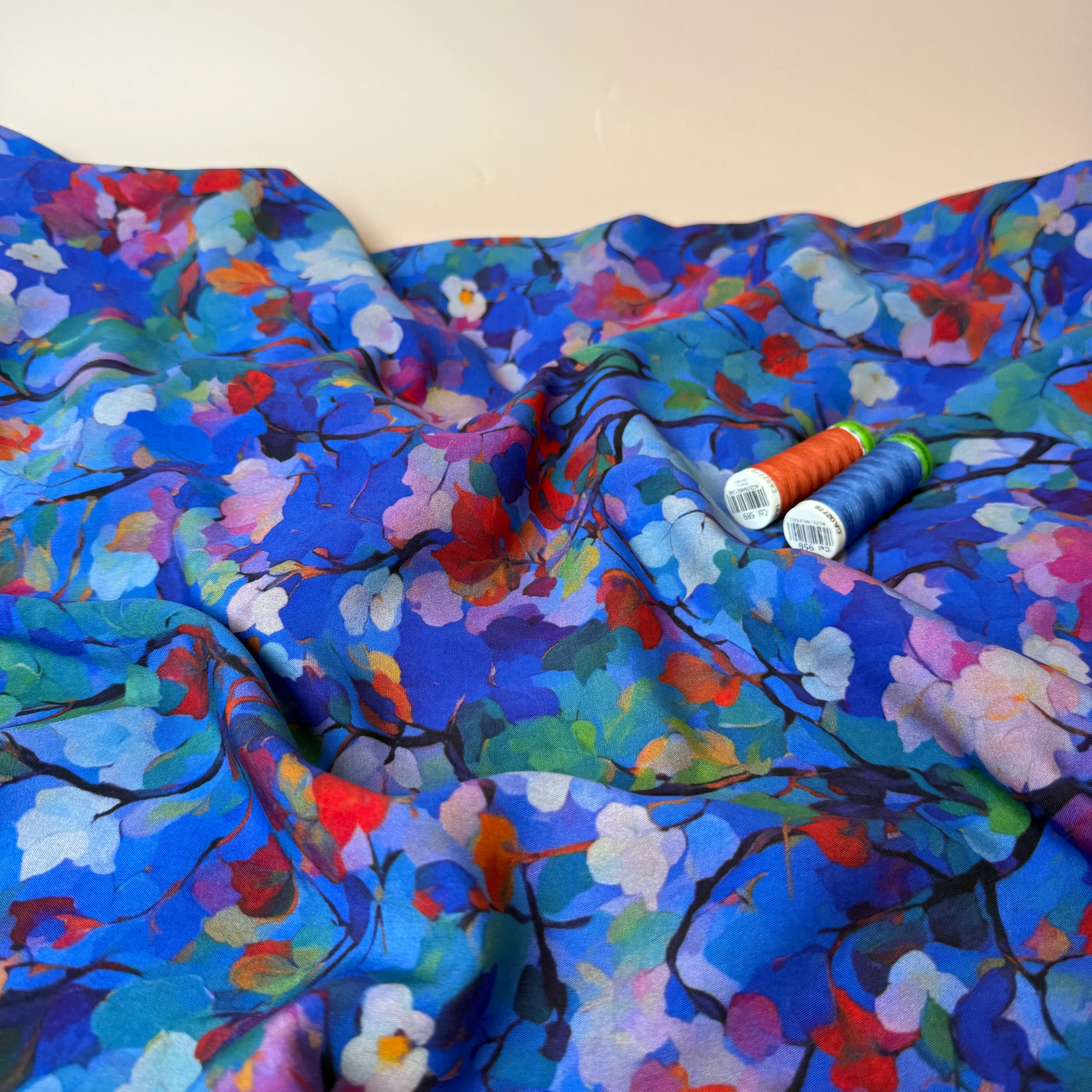 Trees in Watercolour Bloom Viscose Fabric - Image 15