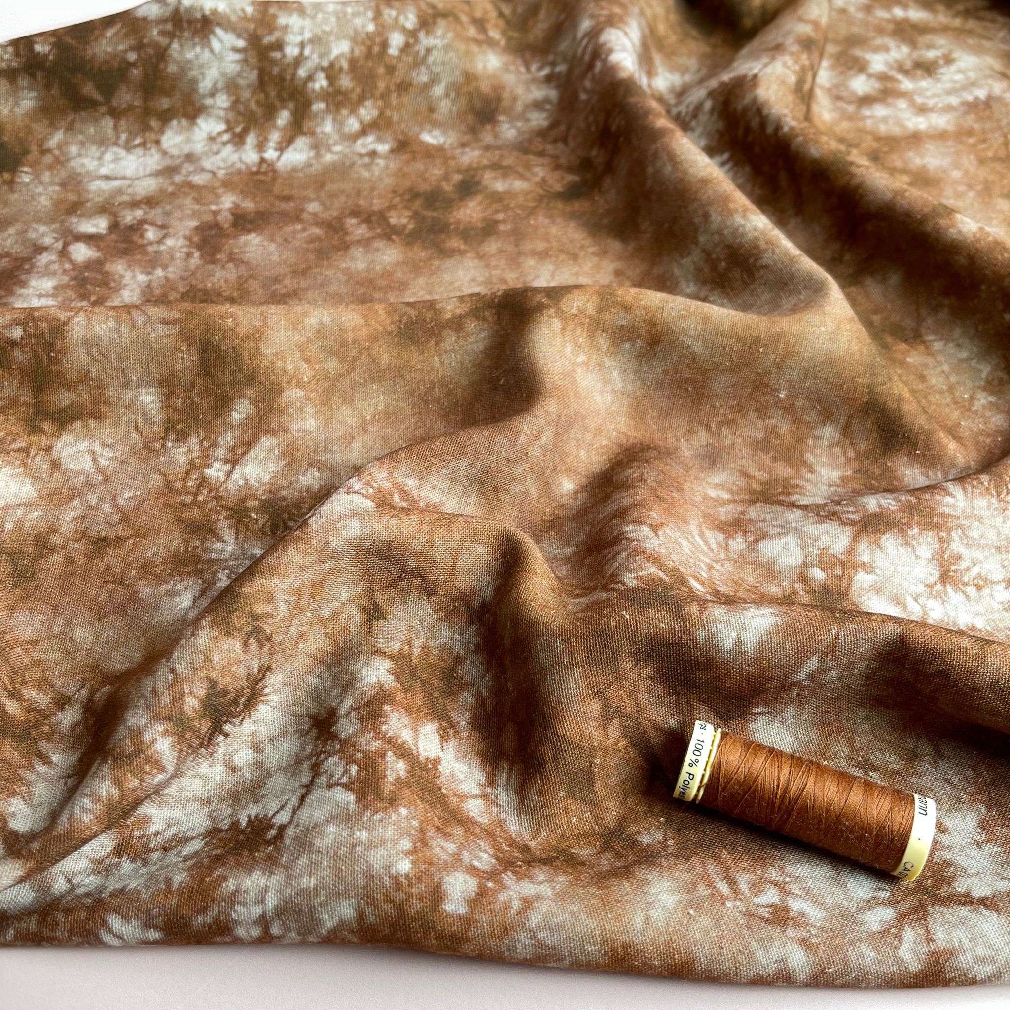 Tie Dye Rich Brown Linen Viscose Blend Fabric - Image 13