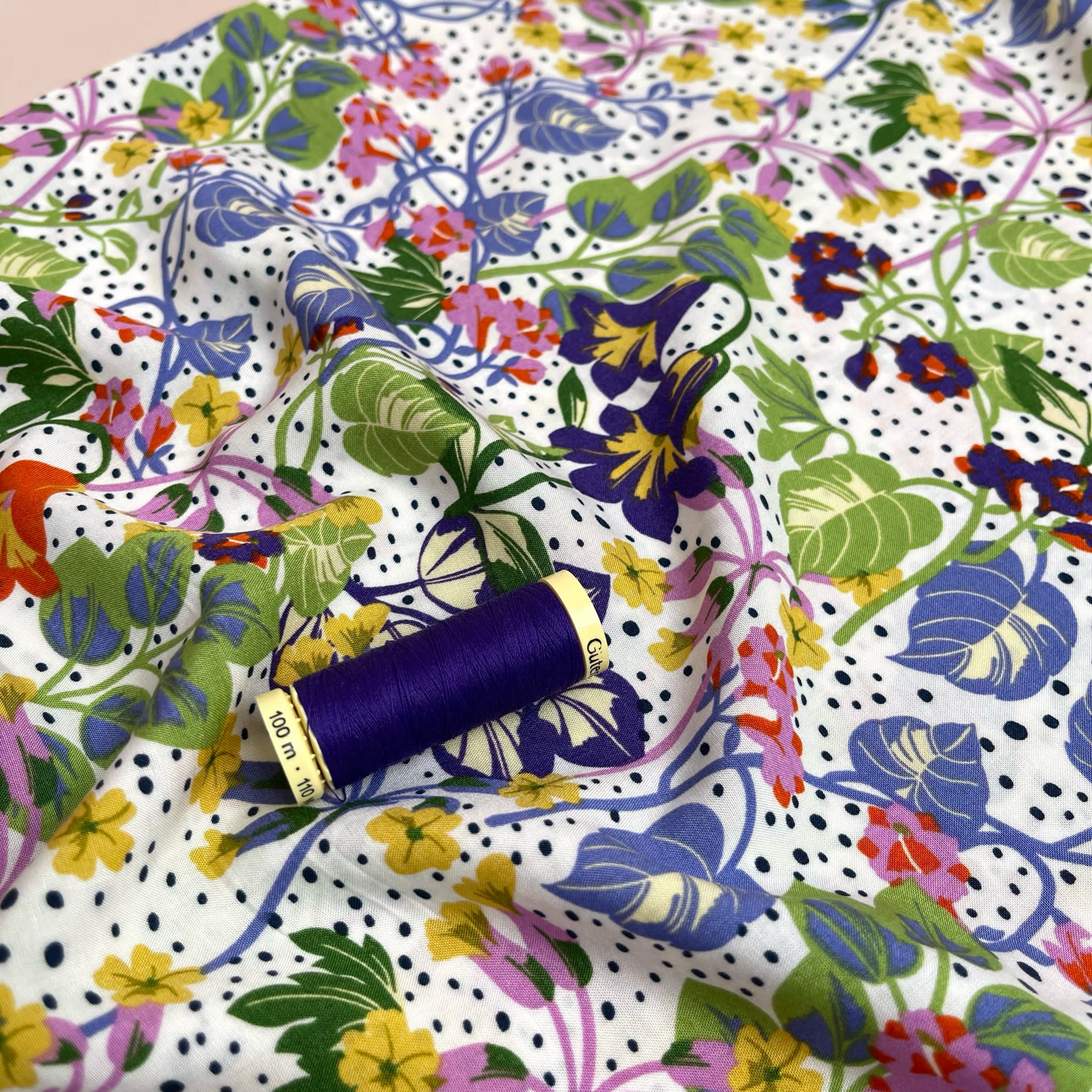 Tropical Foliage on White Viscose Fabric - Image 6