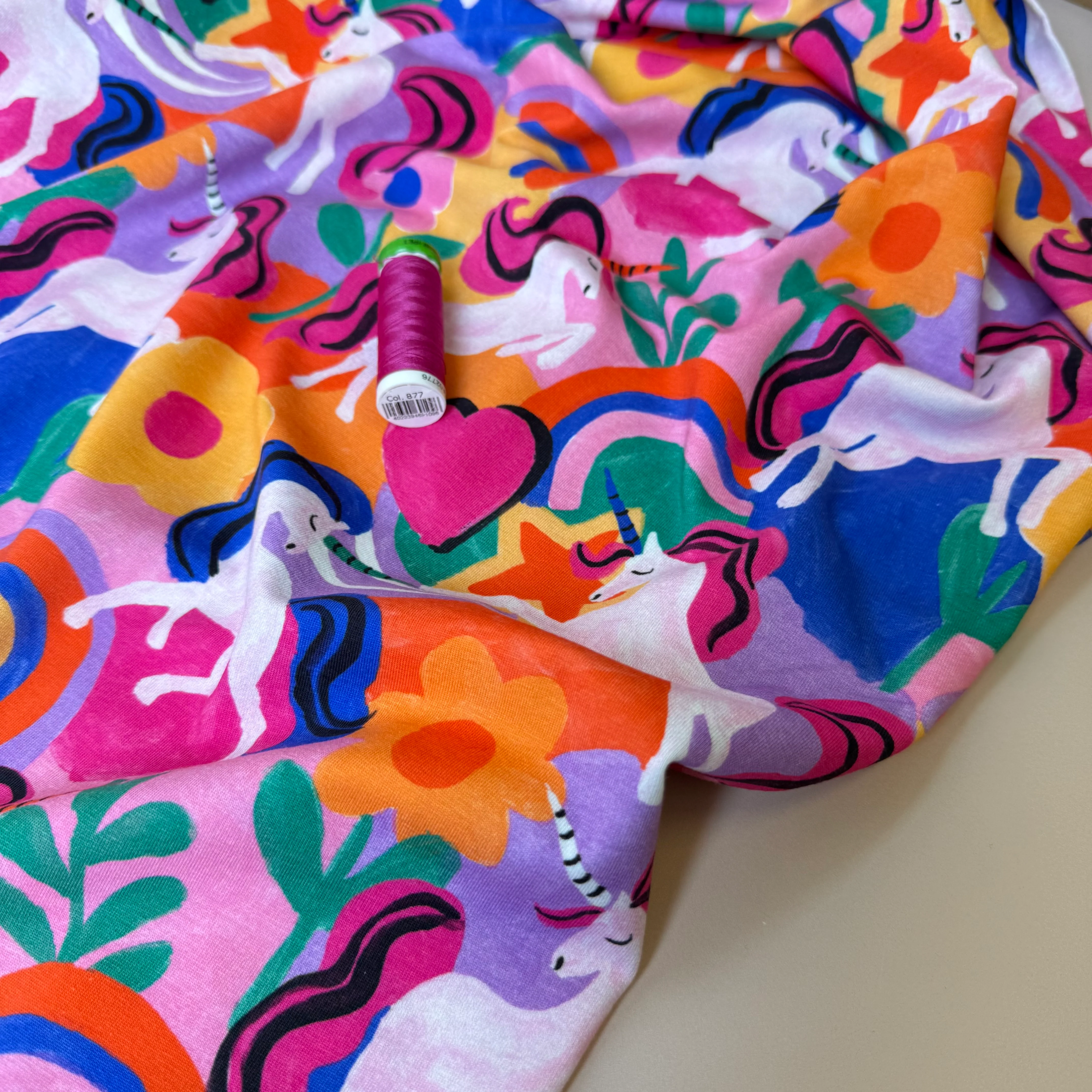 Unicorns & Rainbows Cotton Jersey Fabric - Image 6