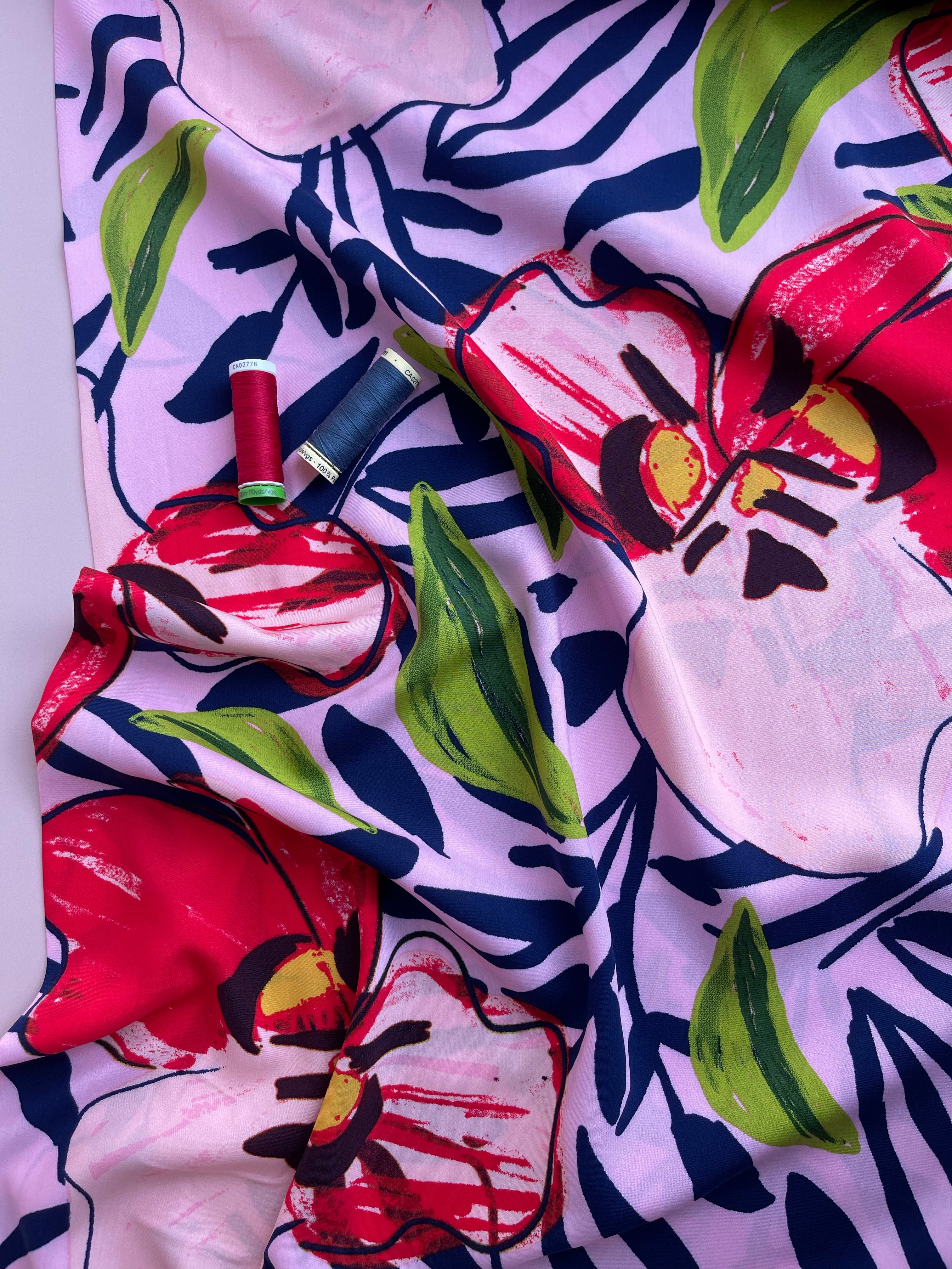 Viola Candy Pink Viscose Poplin Fabric - Image 8