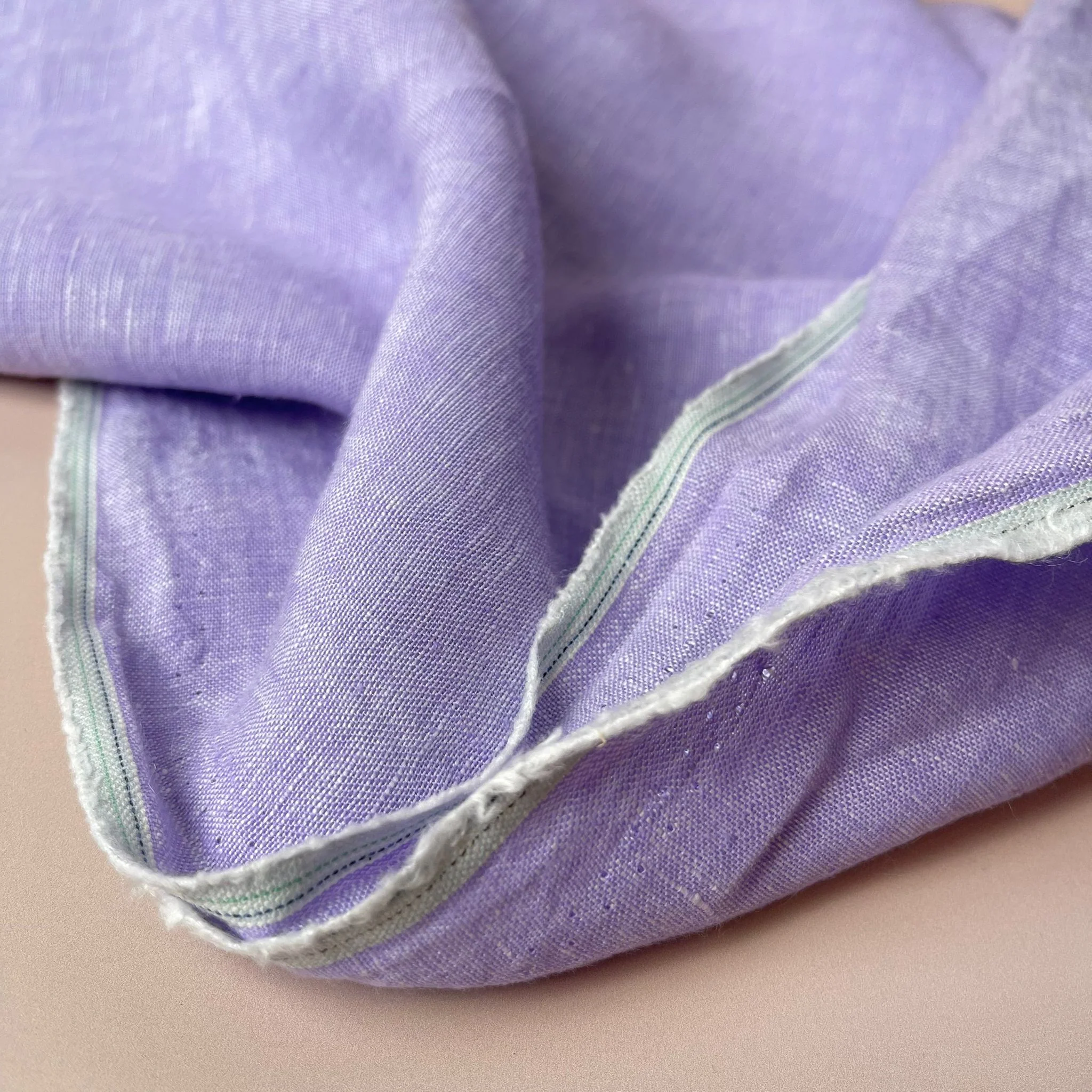 Yarn Dyed Pure Linen Fabric in Lilac - Image 8