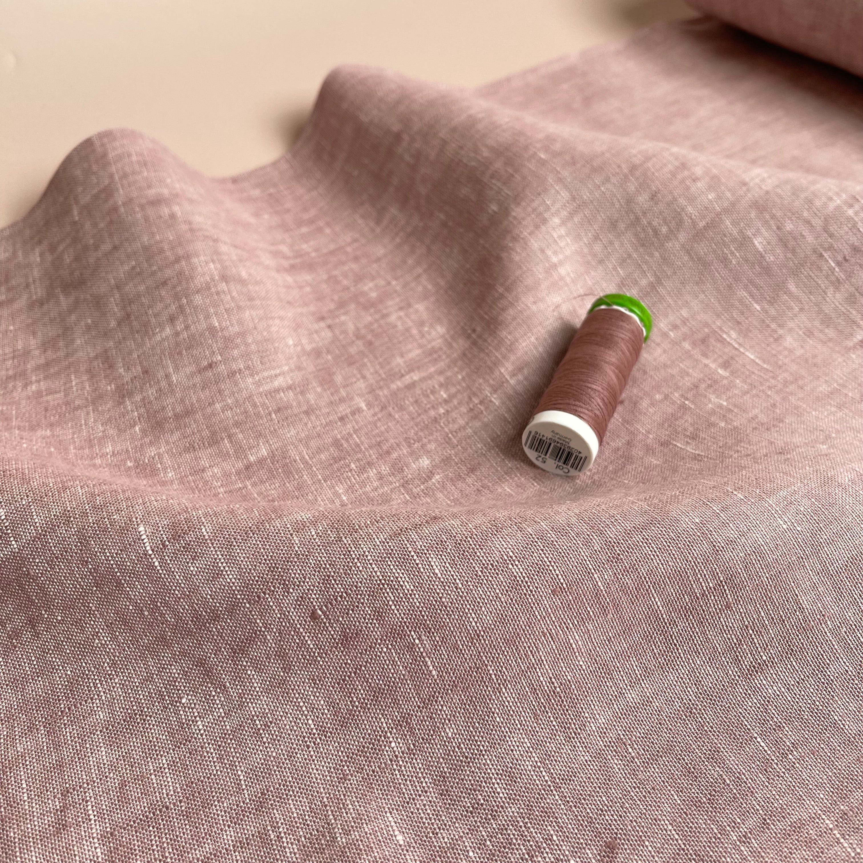 Yarn Dyed Pure Linen Fabric in Old Rose - Image 6